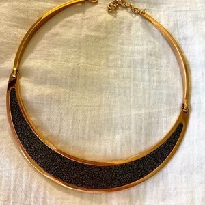 Victoria Stainless Steel Bronze and Textured Black‎ Choker Collar Necklace